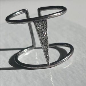 Stella & Dot Hematite Seine Ring with Crystal Accents